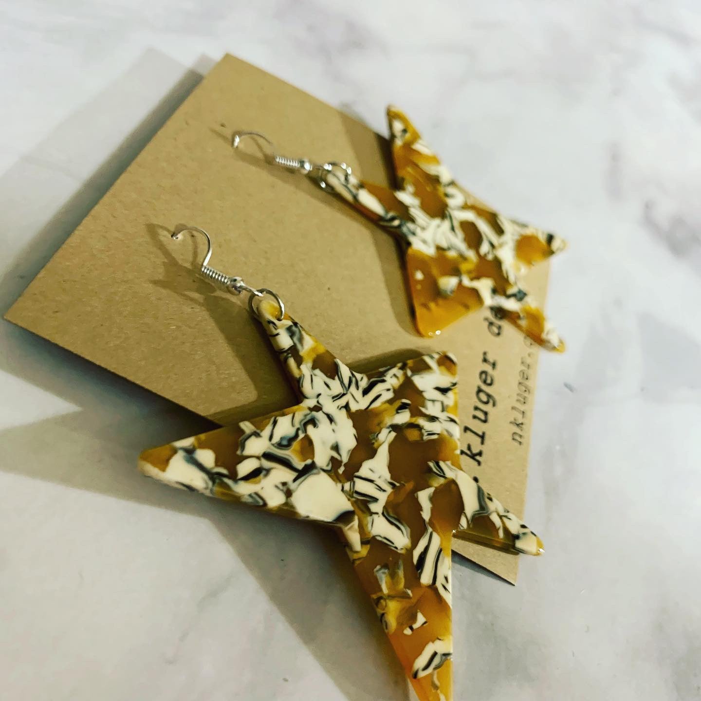 Extra Large Tortoise Shell Star Earrings