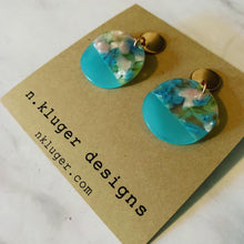 Baby Blue Floral Acrylic Wavy Circles Drop Earrings