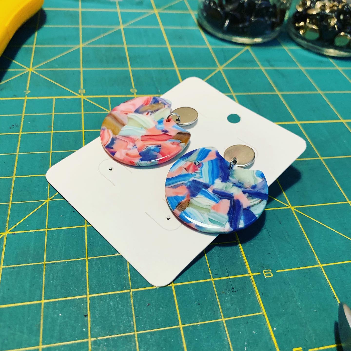 Mostly Pink Circle Cutout Acrylic Drop Earrings