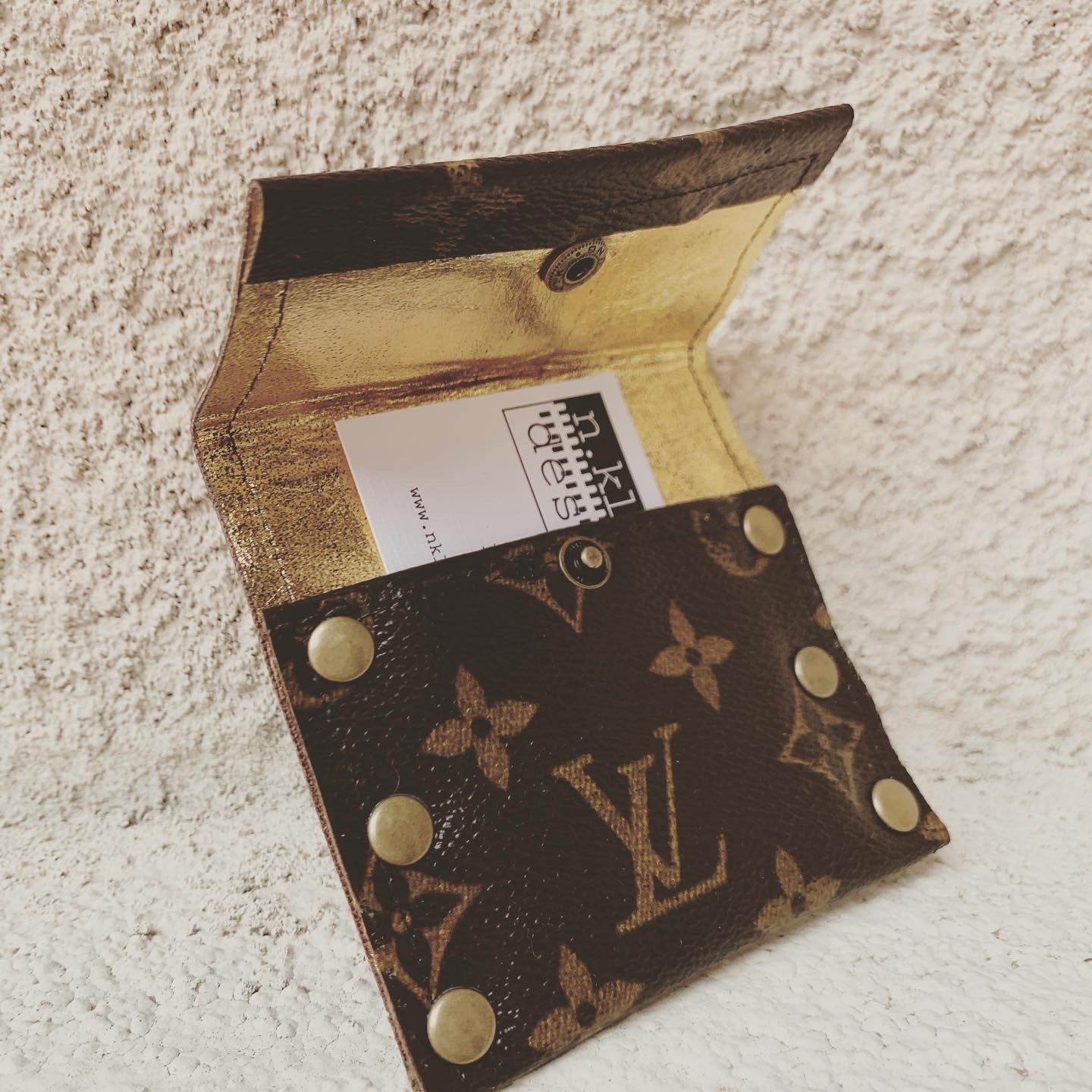 Repurposed Louis Vuitton Leather Card Case / Mini Wallet