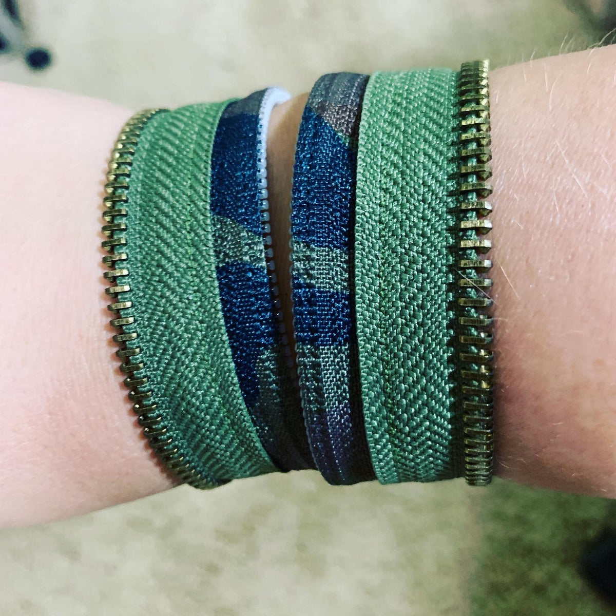 Camo Collection Olive Army Zip Bracelet