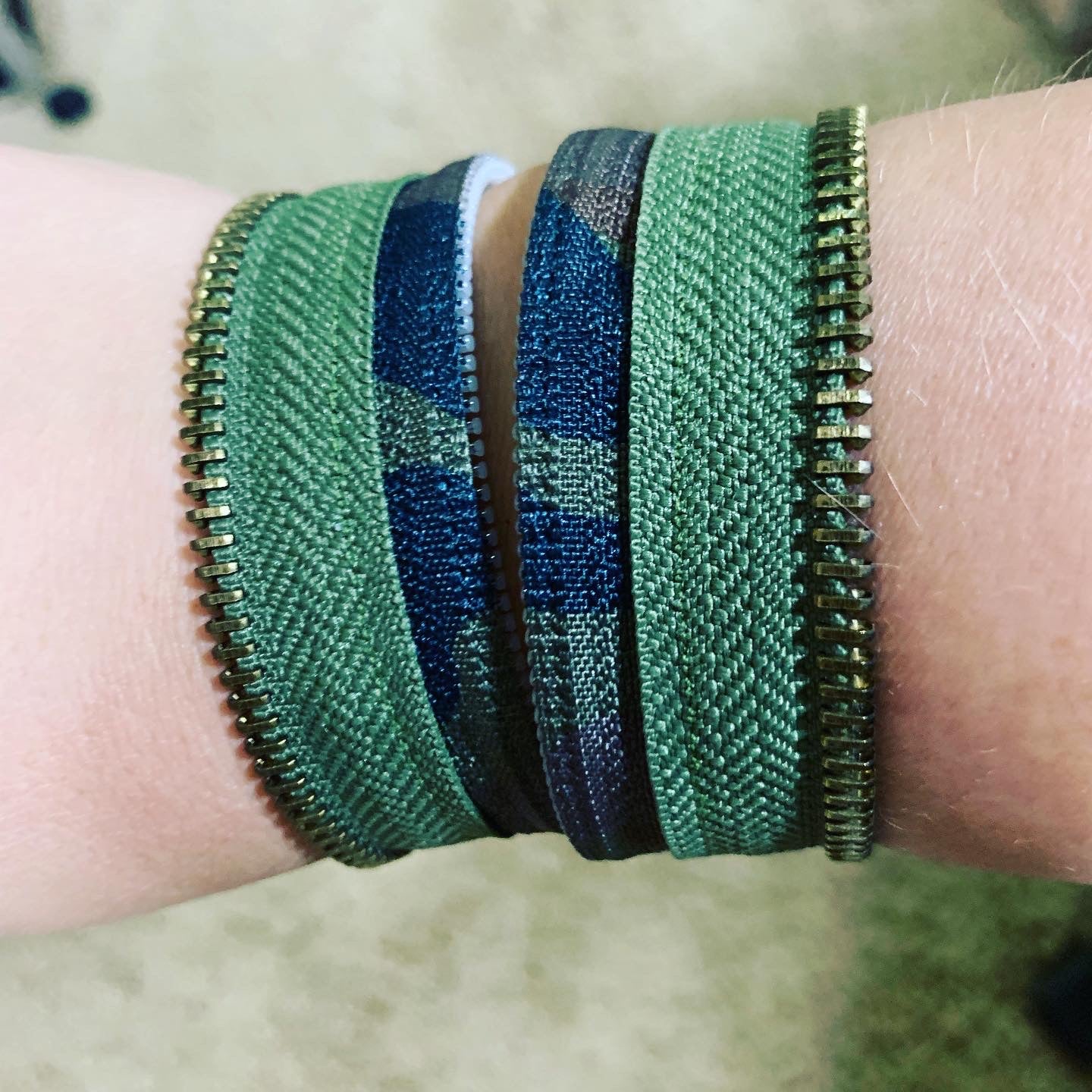 Camo Collection Olive Army Zip Bracelet