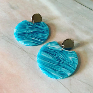 Blue Circle Cutout Acrylic Drop Earrings