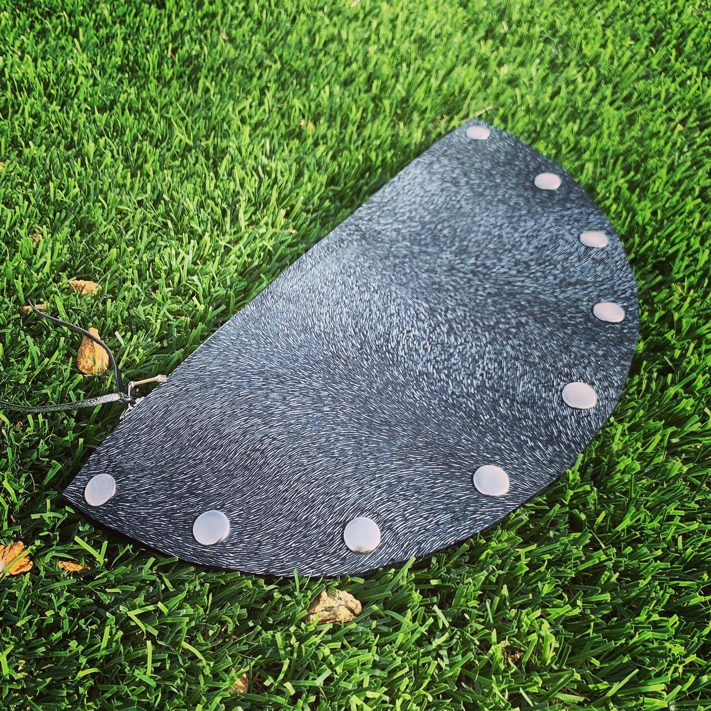 Handmade Navy Blue Half Moon Leather Clutch