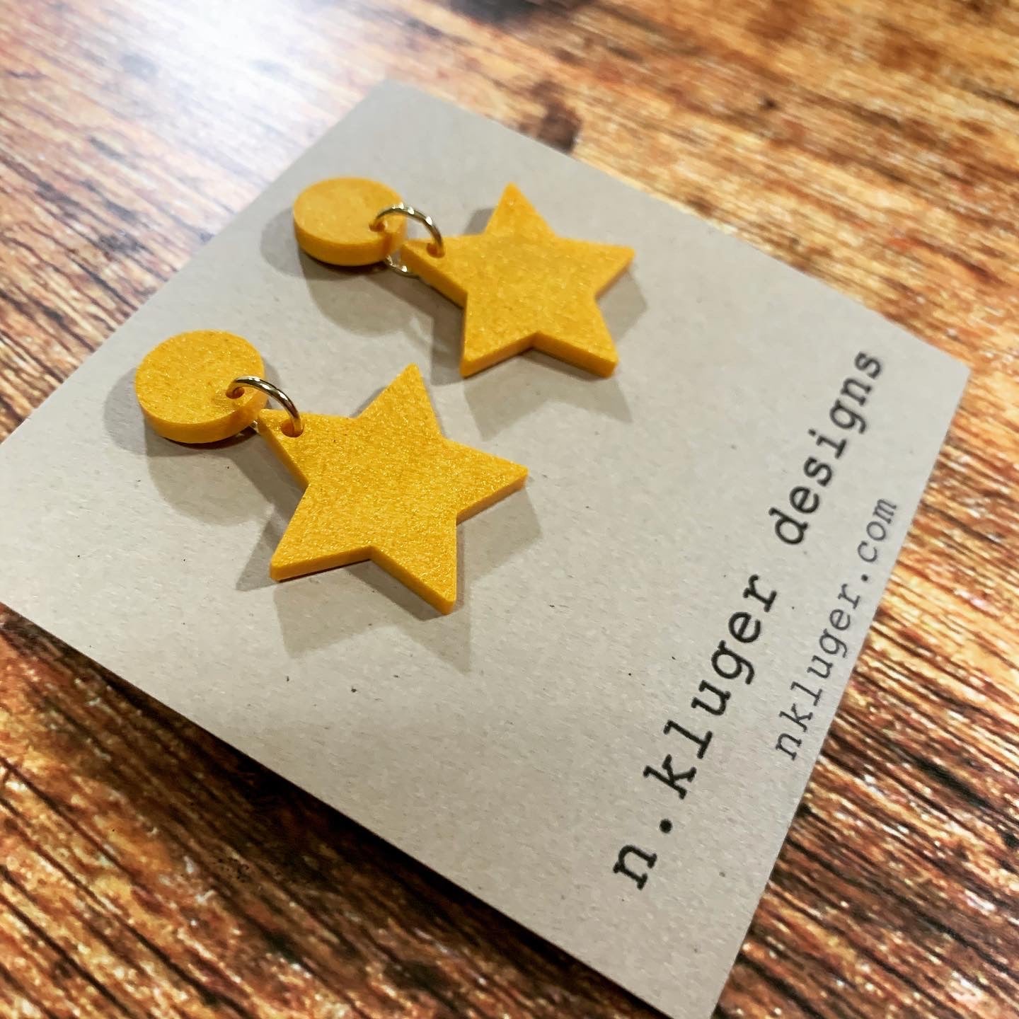 Shimmering Matte Gold Star Resin Drop Earrings