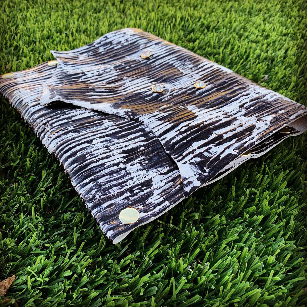 Hand-painted Zebra Leather Clutch