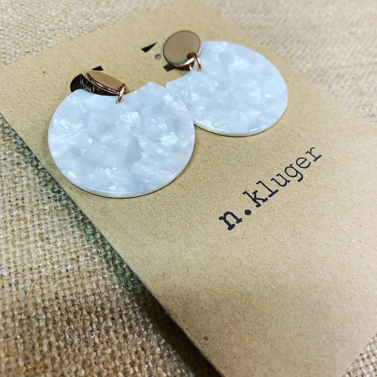 White Acrylic Circle Cutout Drop Earrings