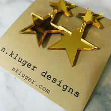 Gold Mirrored Double Star Acrylic Drop Earrings