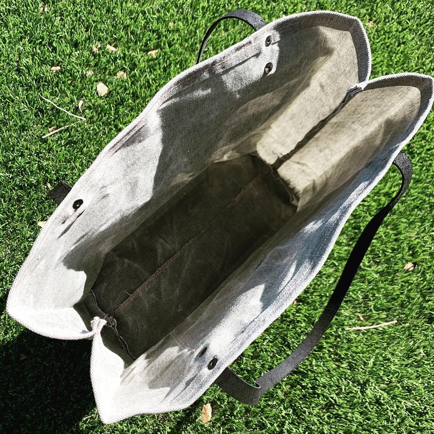 Salt & Pepper Grey Waxed Canvas & Leather Tote Bag