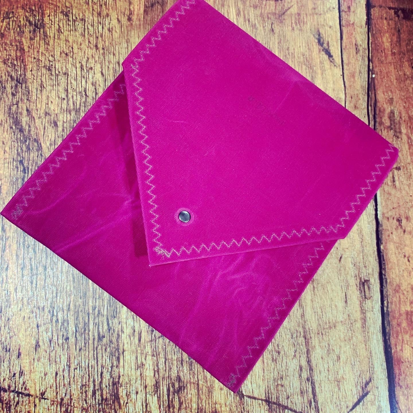 Waxed Canvas iPad Envelope Case/Clutch in Cerise Pink