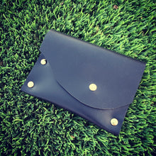 Handmade Black Leather Card Case / Mini Wallet