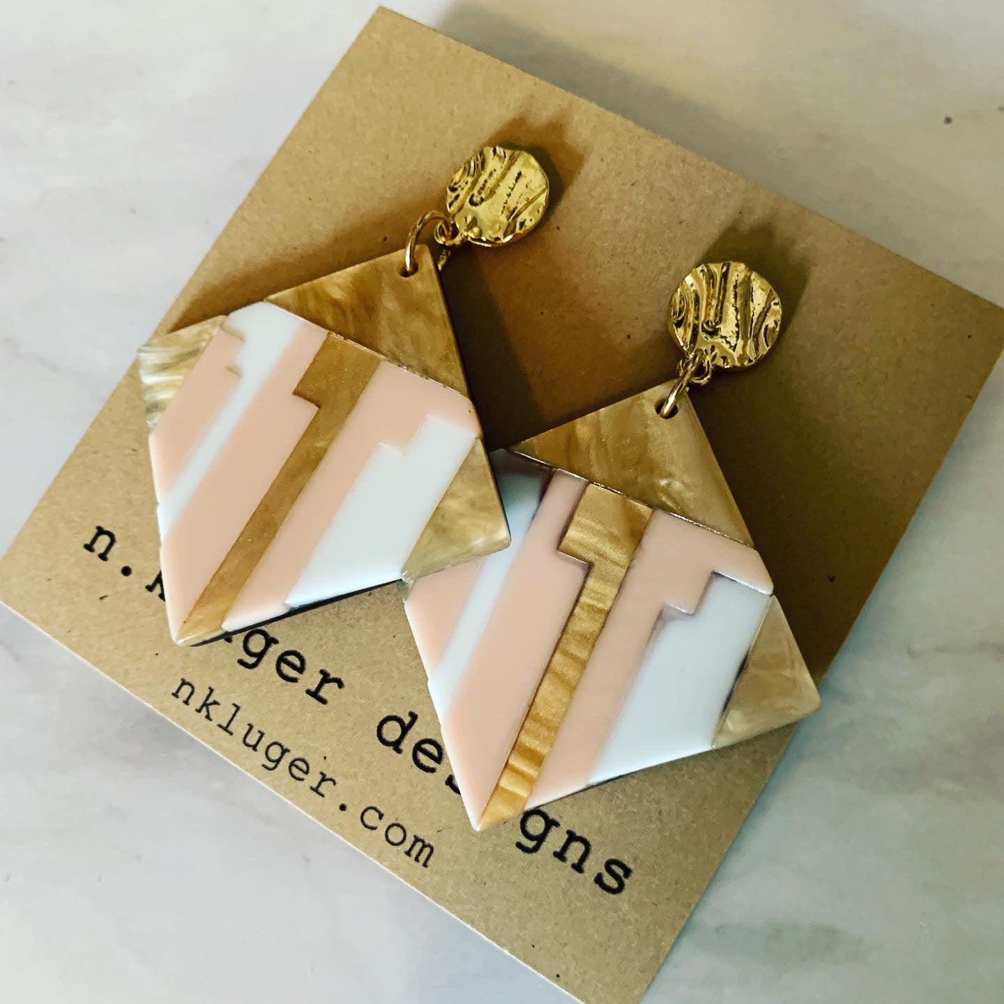 Art Deco Square Acrylic Drop Earrings