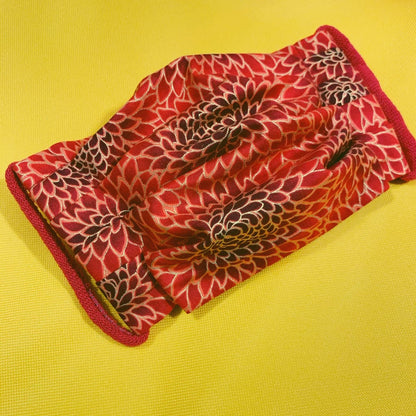 Handmade Reusable Cotton Red & Gold Floral Face Masks