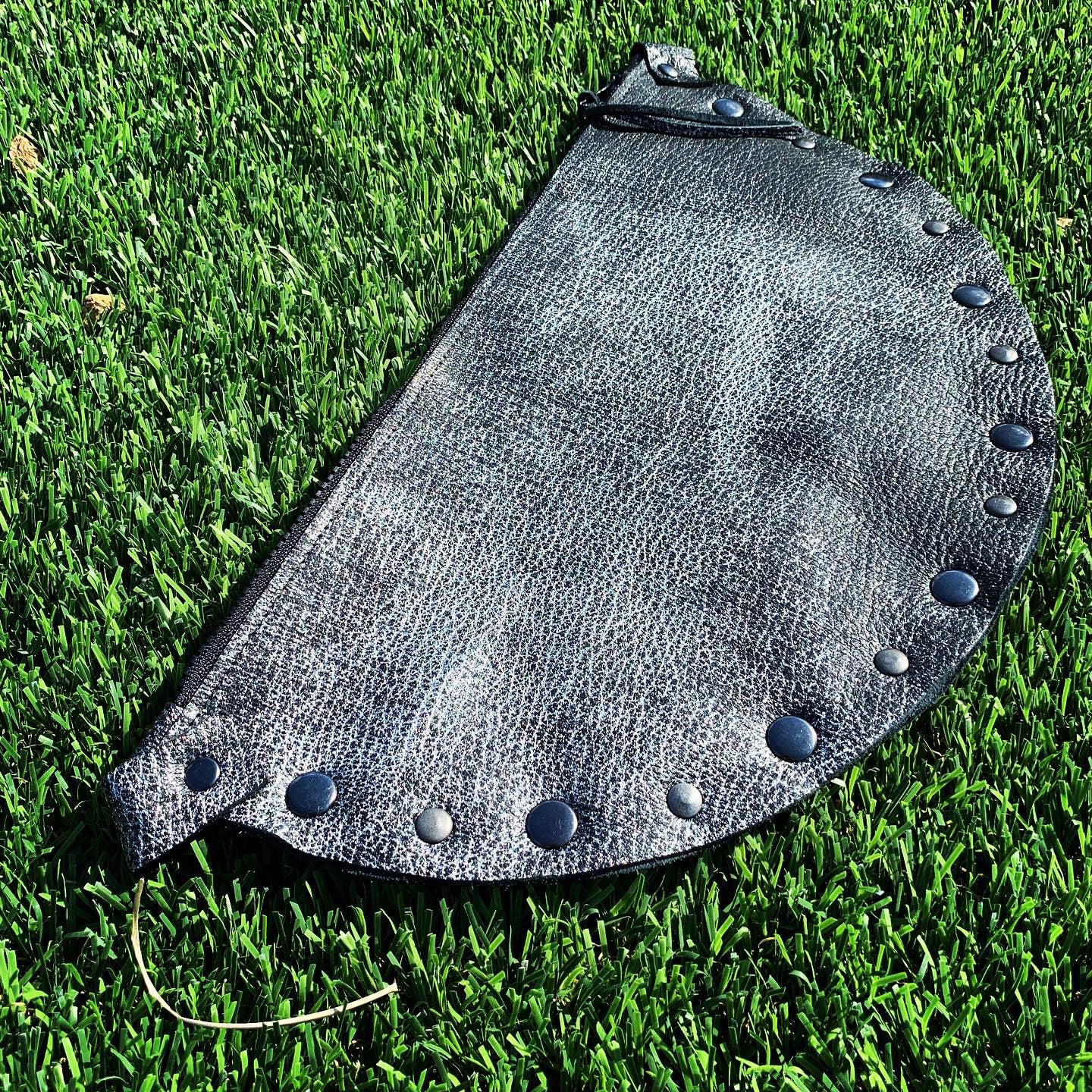 Metallic Gunmetal Leather Half-Moon Clutch