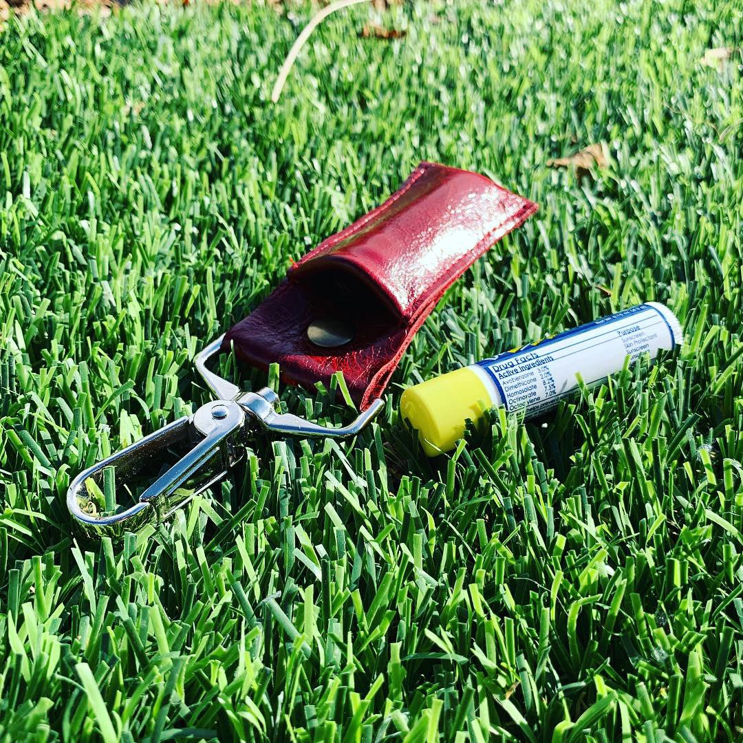 Handmade Genuine Red Leather Lip Balm Holder