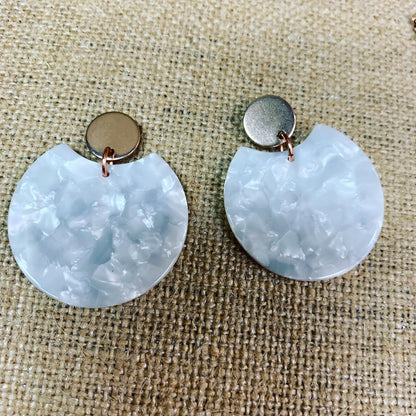 White Acrylic Circle Cutout Drop Earrings