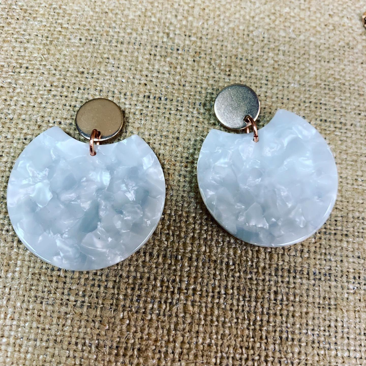 White Acrylic Circle Cutout Drop Earrings