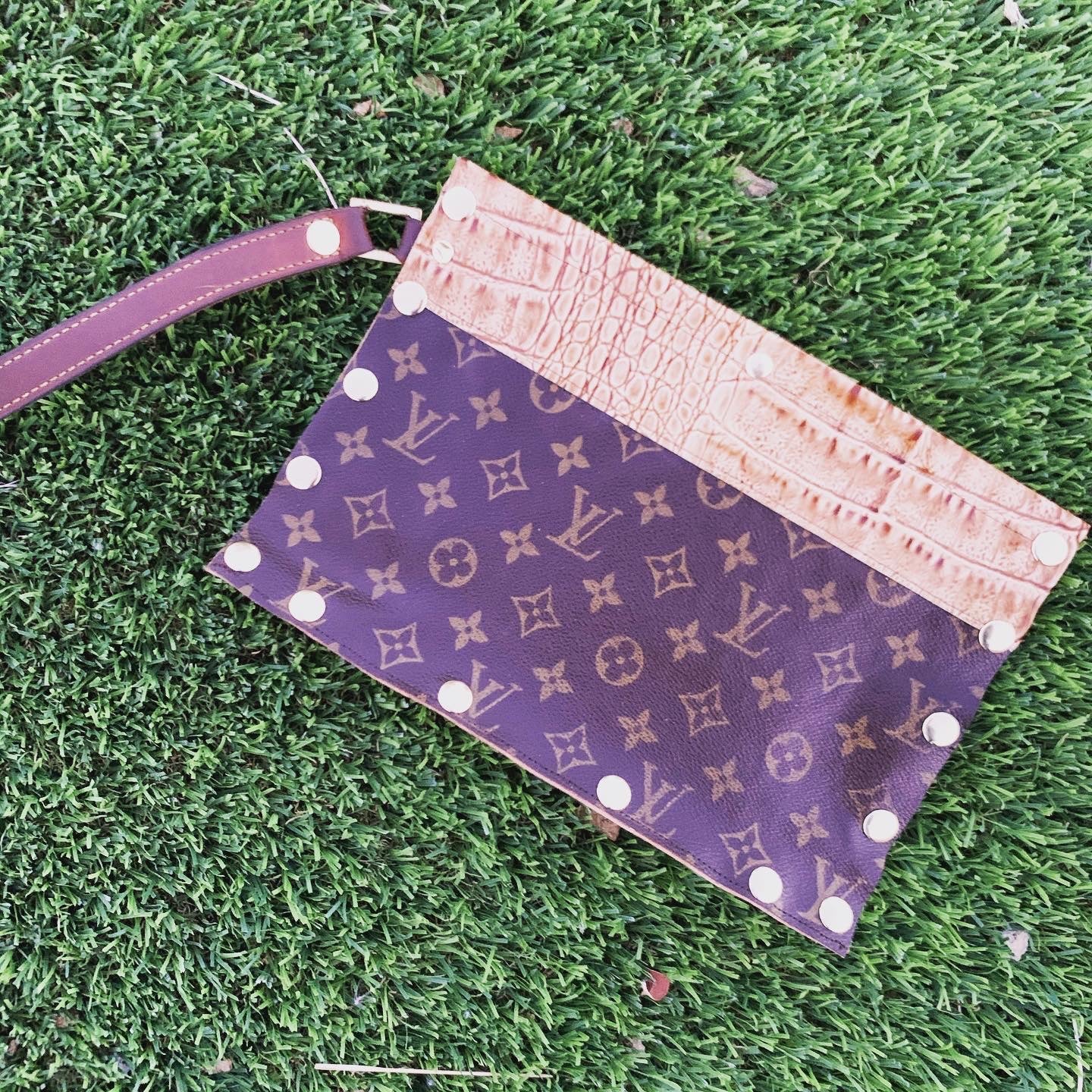 Authentic Upcycled Louis Vuitton Leather Clutch