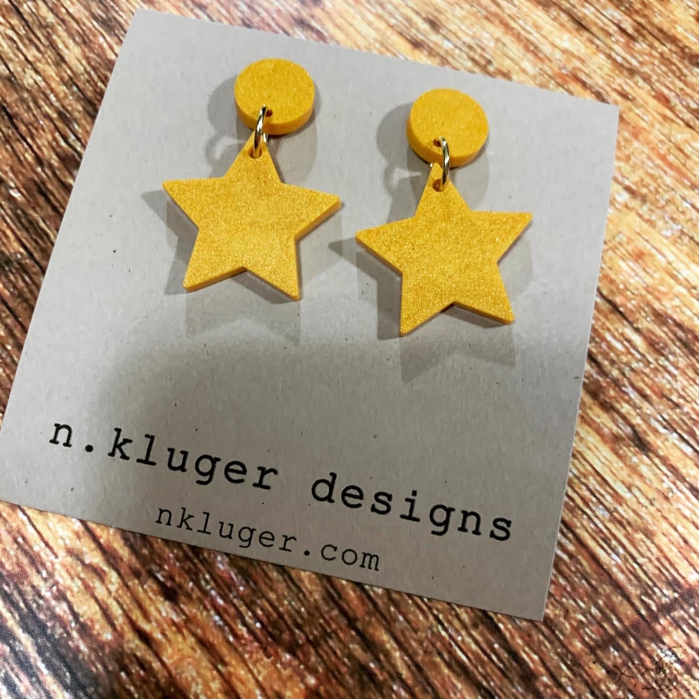 Shimmering Matte Gold Star Resin Drop Earrings