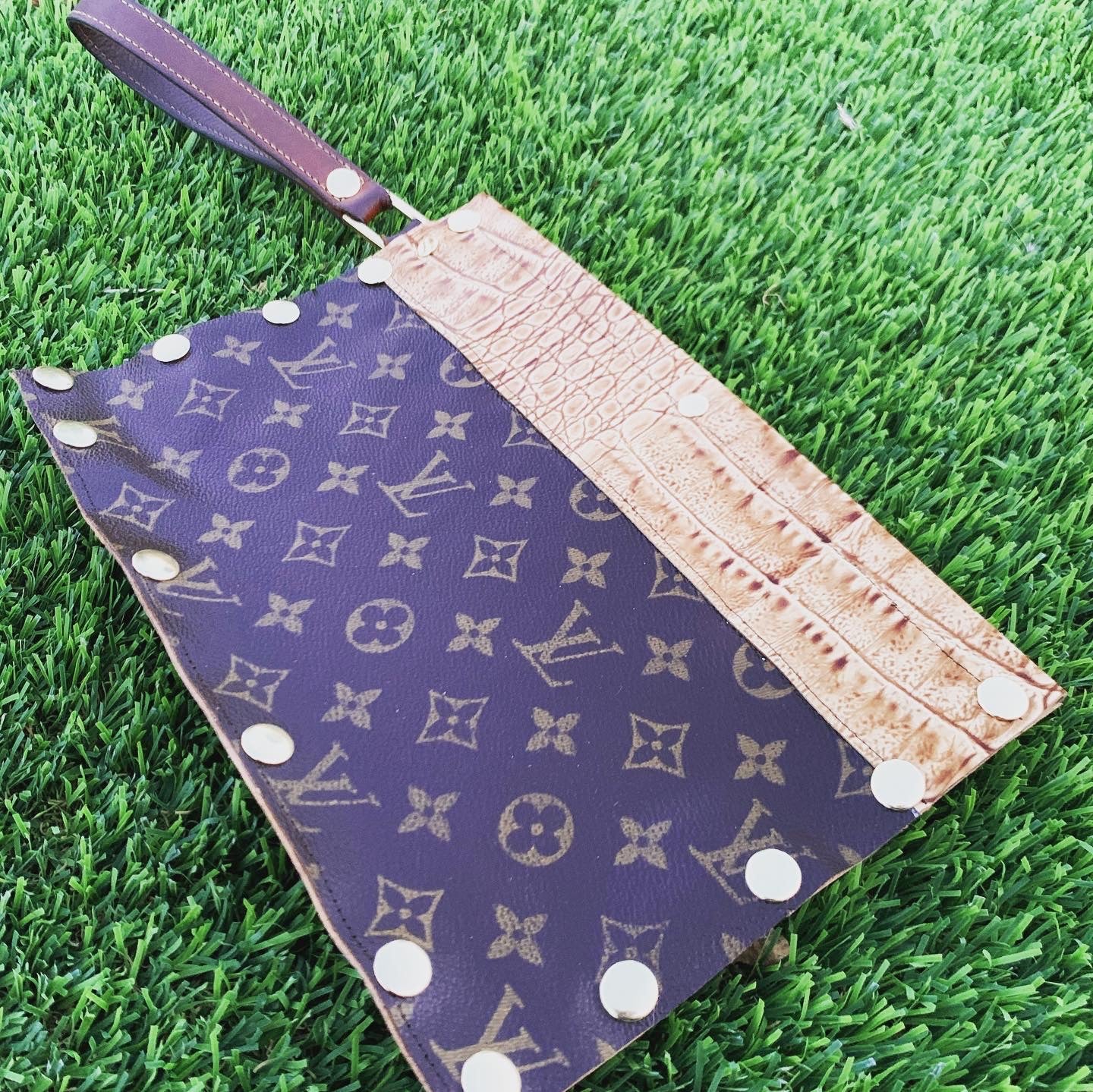 Authentic Upcycled Louis Vuitton Leather Clutch