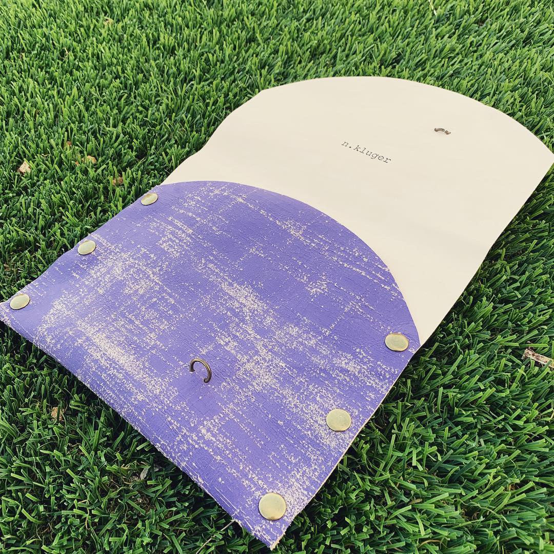 Hand-painted Textured Purple Leather Clutch