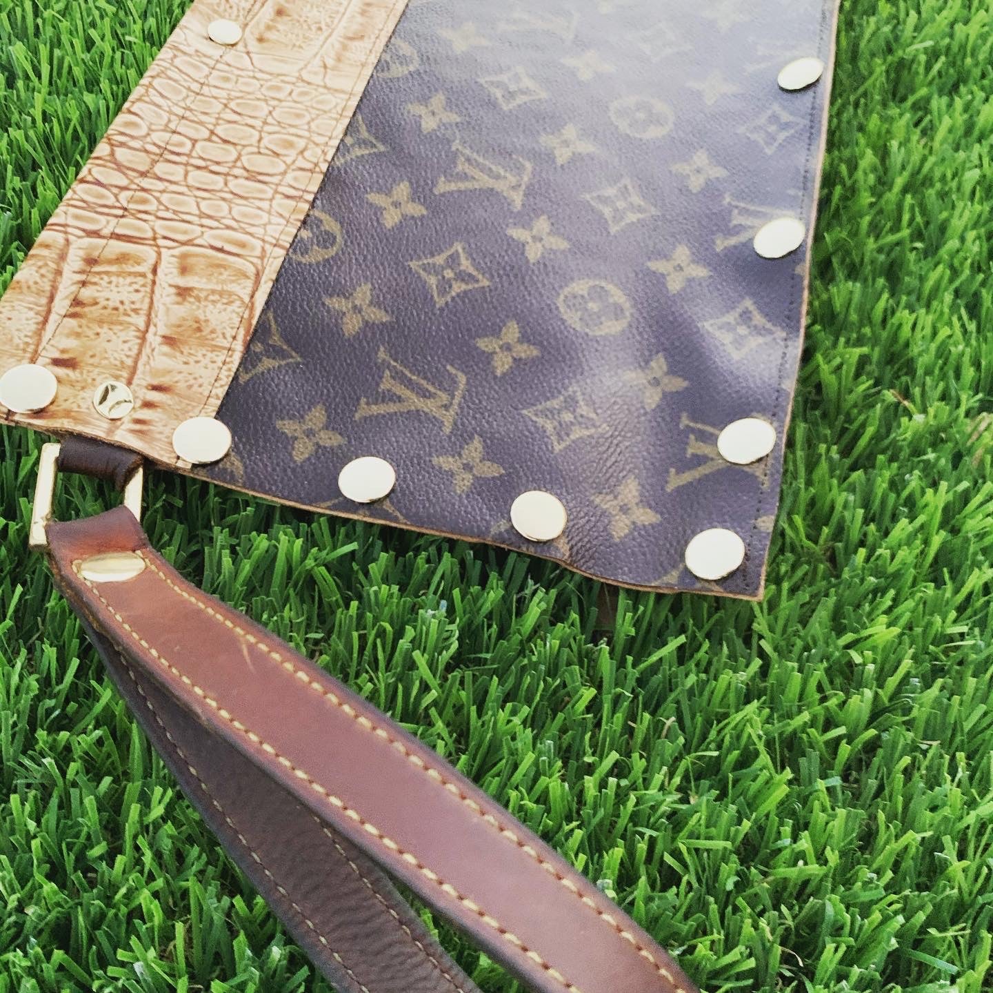 Authentic Upcycled Louis Vuitton Leather Clutch