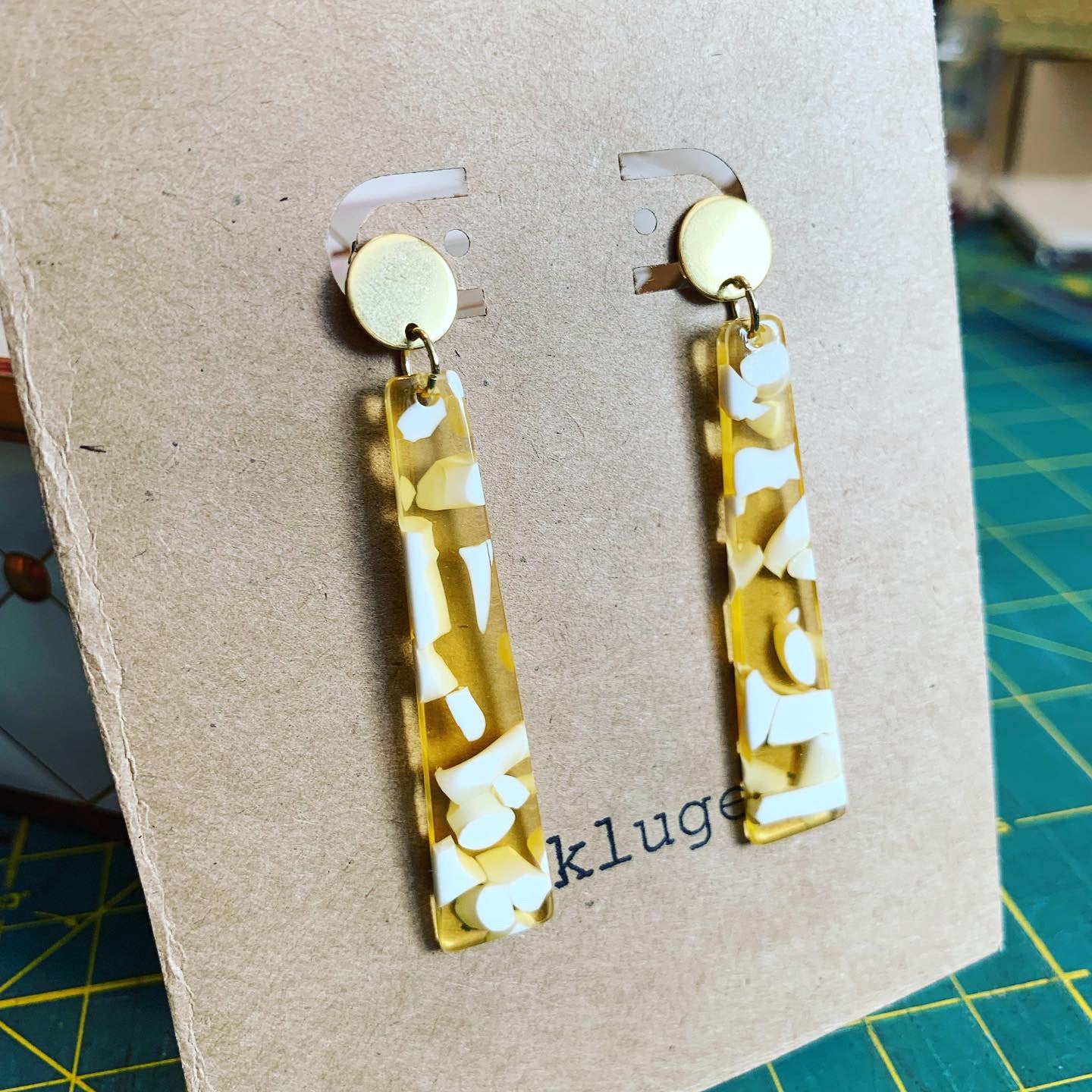 Golden Sunshine Acrylic Drop Earrings