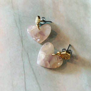 Pink Hearts Acrylic Drop Earrings