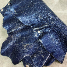 Midnight Blue & Silver Foil Leather Layered Clutch