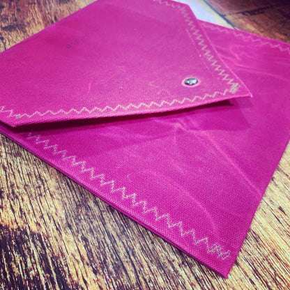 Waxed Canvas iPad Envelope Case/Clutch in Cerise Pink
