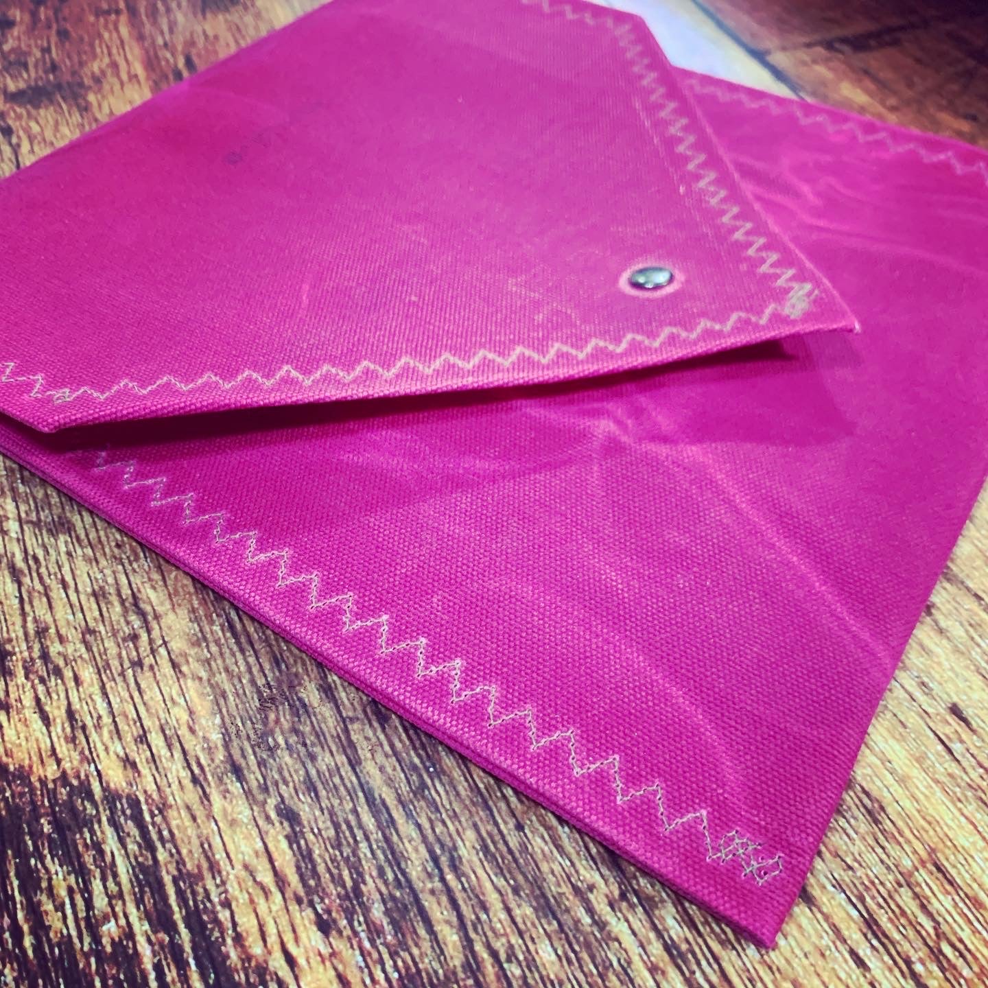 Waxed Canvas iPad Envelope Case/Clutch in Cerise Pink