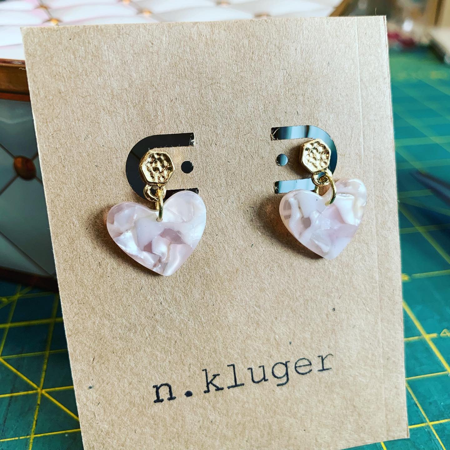 Pink Hearts Acrylic Drop Earrings