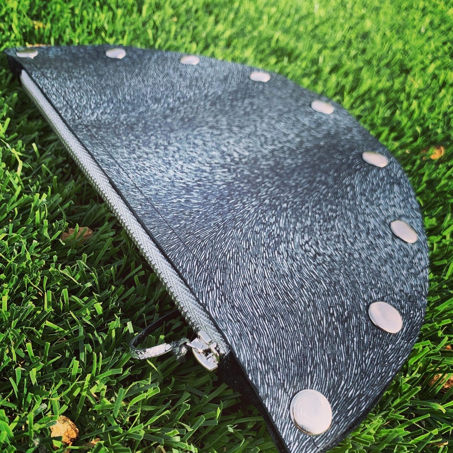 Handmade Navy Blue Half Moon Leather Clutch