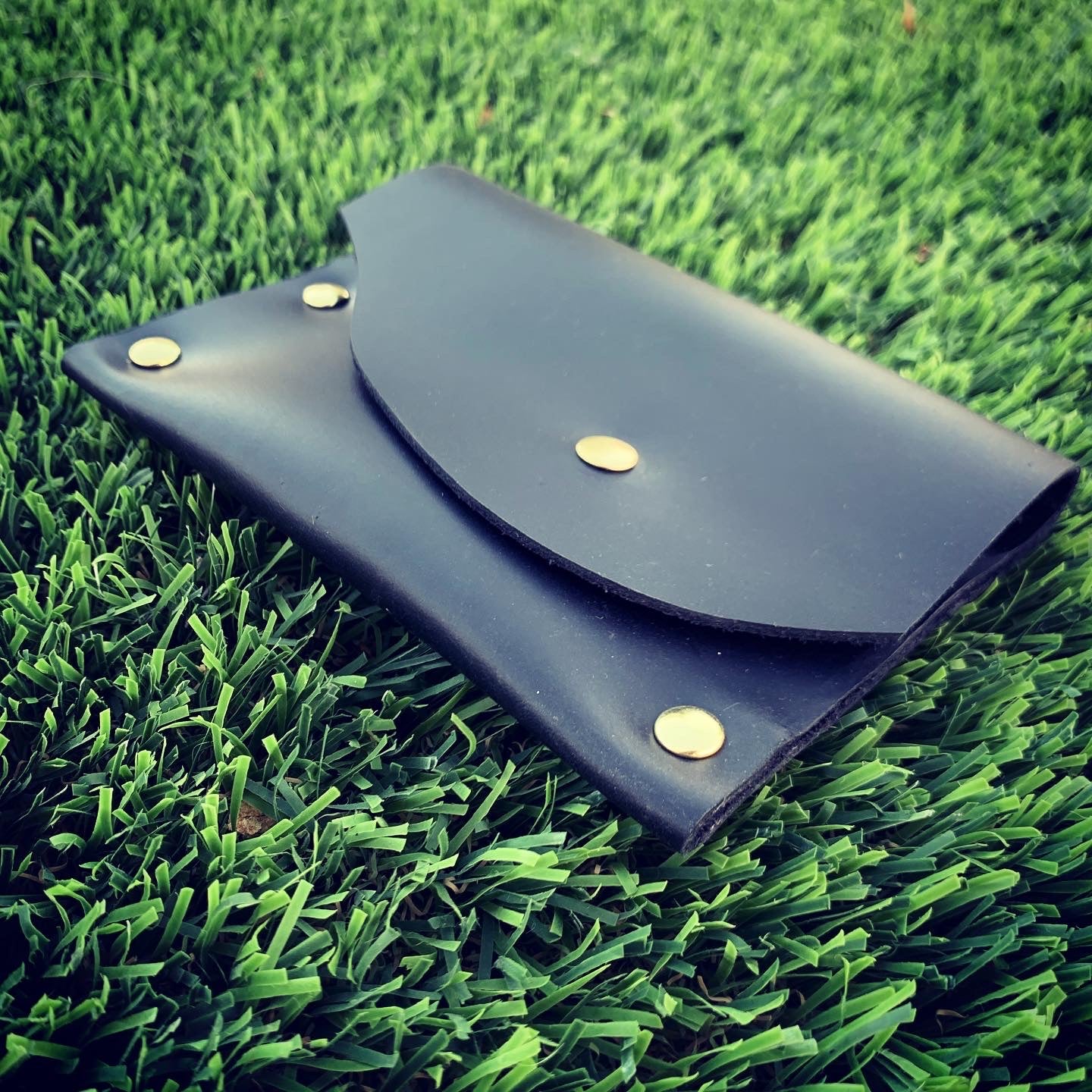 Handmade Black Leather Card Case / Mini Wallet