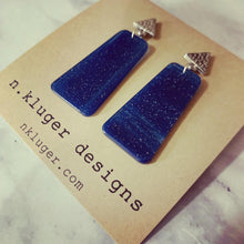 Glittery Midnight Blue Acrylic Dangle Earrings