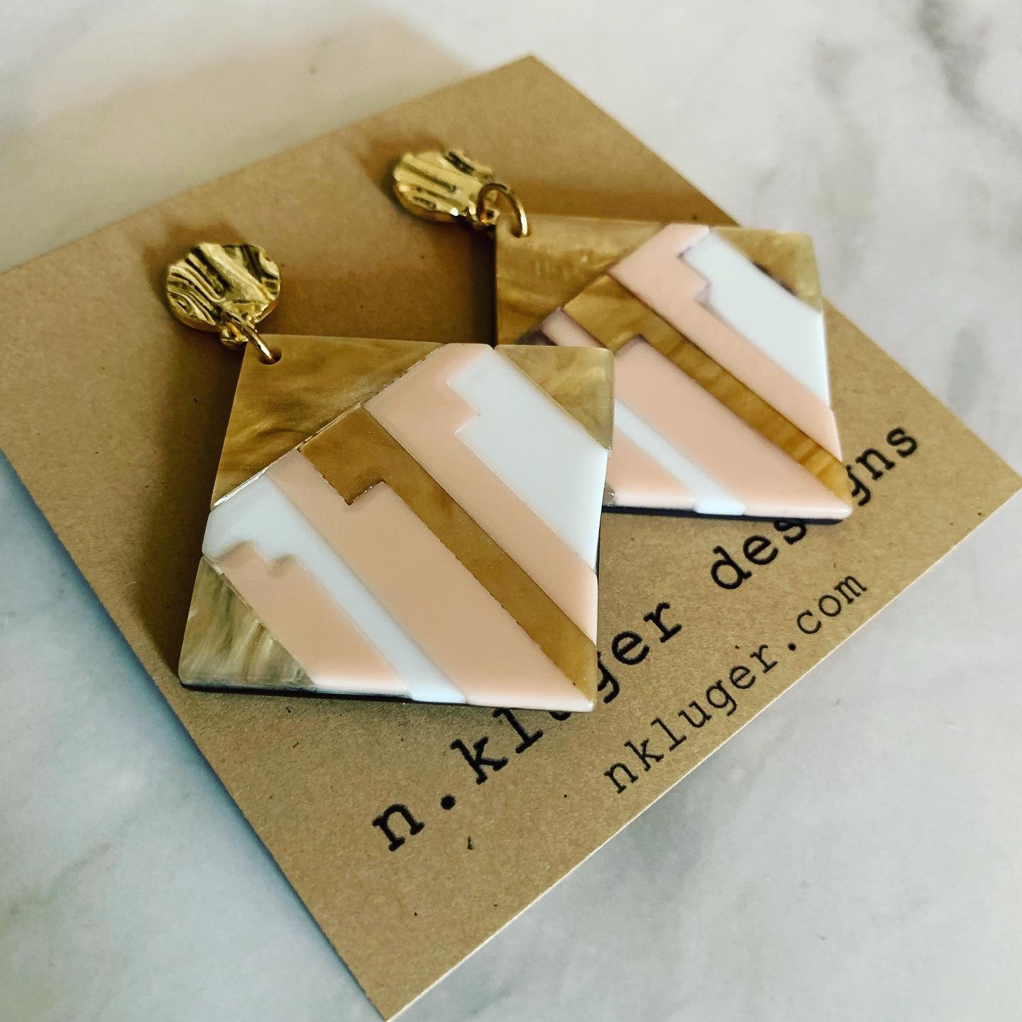 Art Deco Square Acrylic Drop Earrings