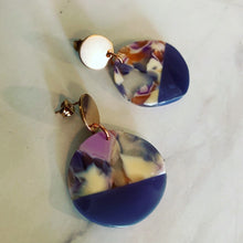 Purple Acrylic Wavy Circles Drop Earrings