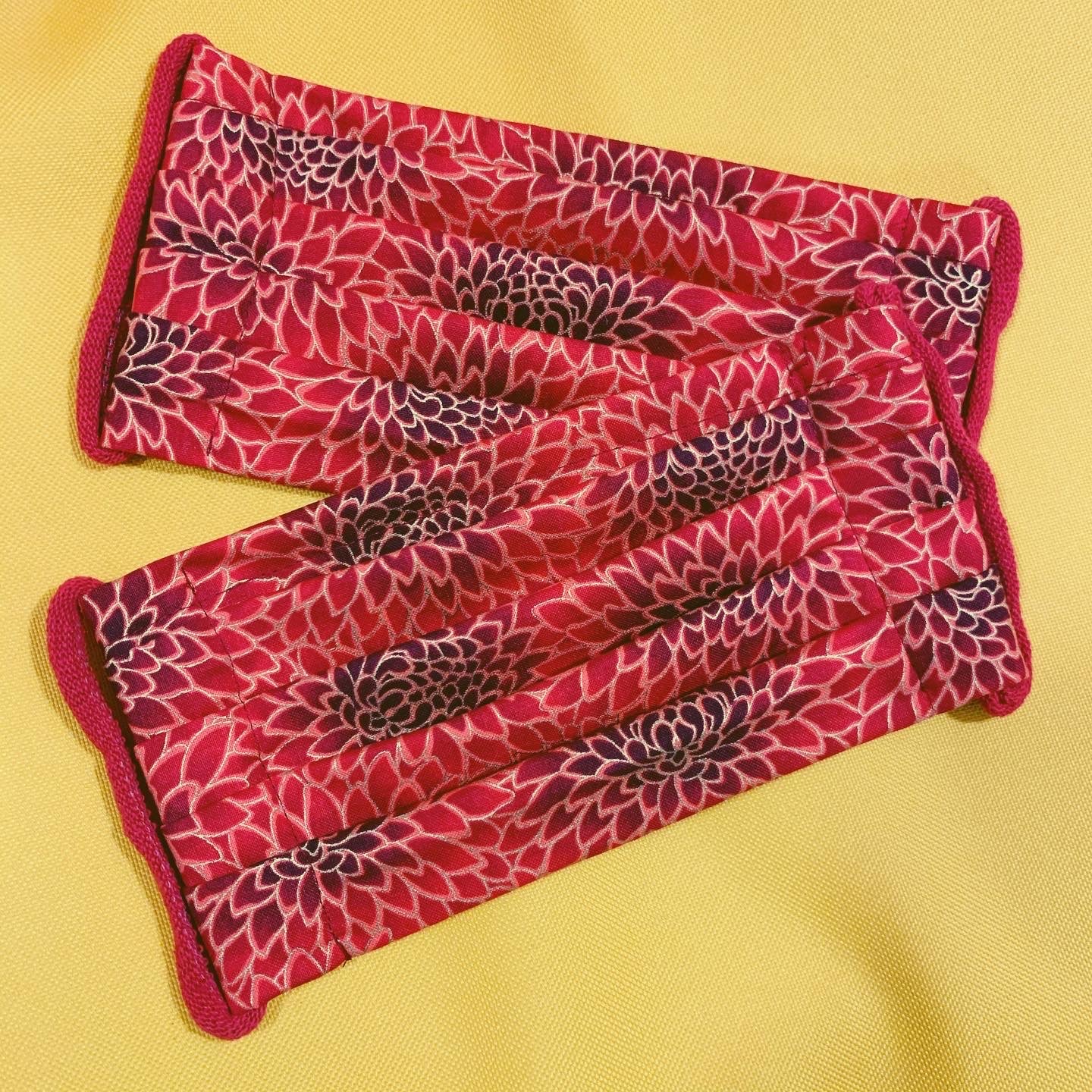 Handmade Reusable Cotton Red & Gold Floral Face Masks