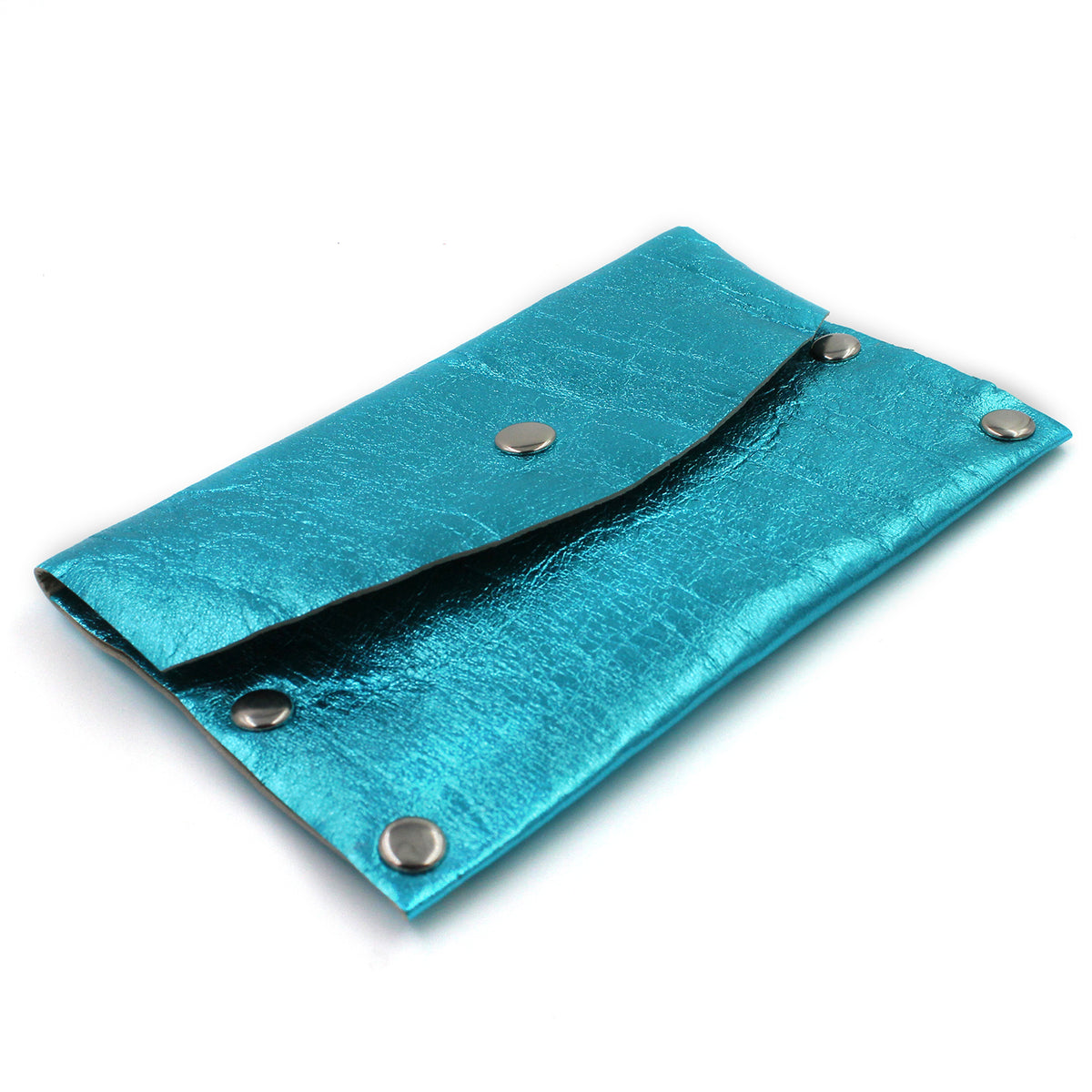 Aqua Foil Leather Card Case / Mini Wallet - N.Kluger Designs Card Case