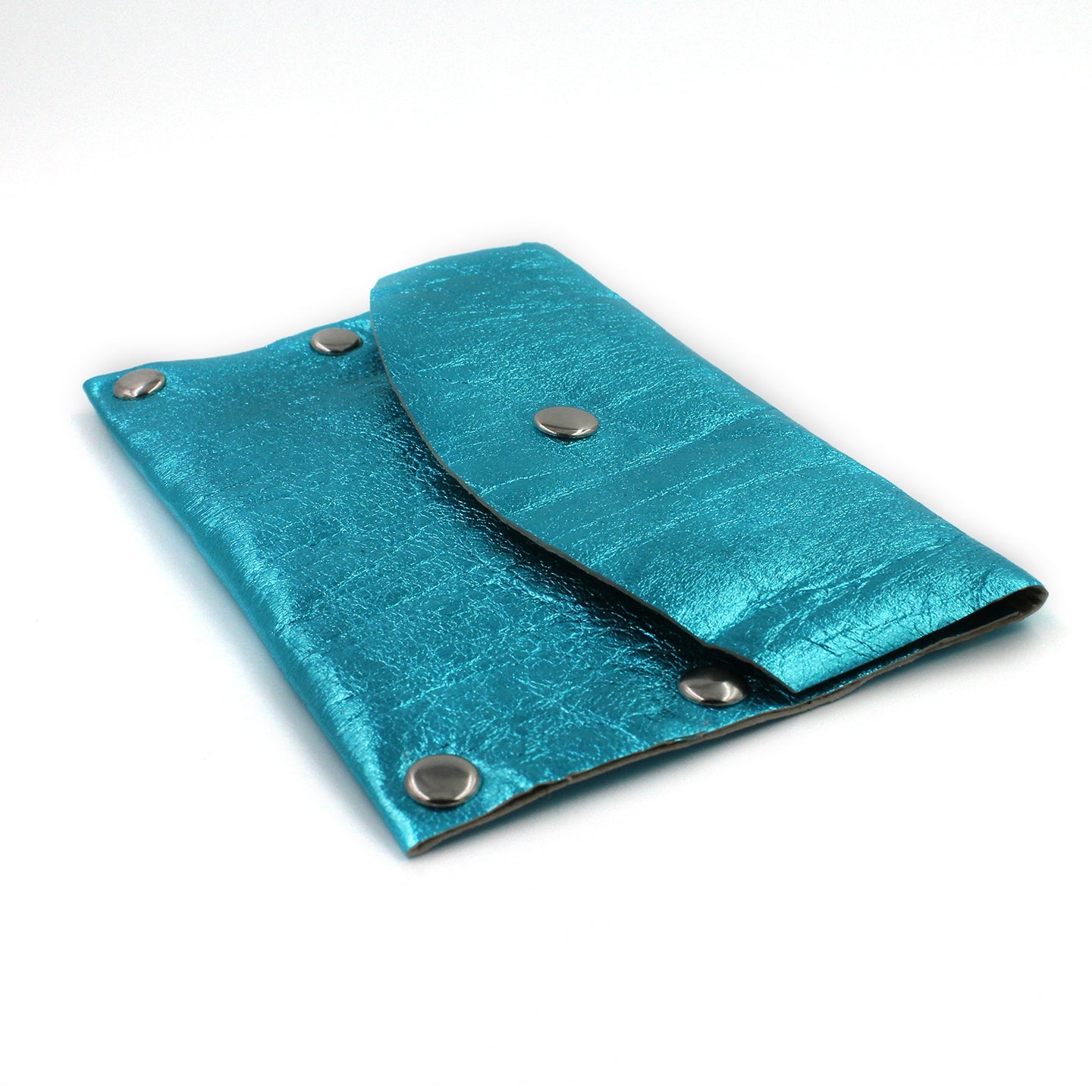 Aqua Foil Leather Card Case / Mini Wallet - N.Kluger Designs Card Case