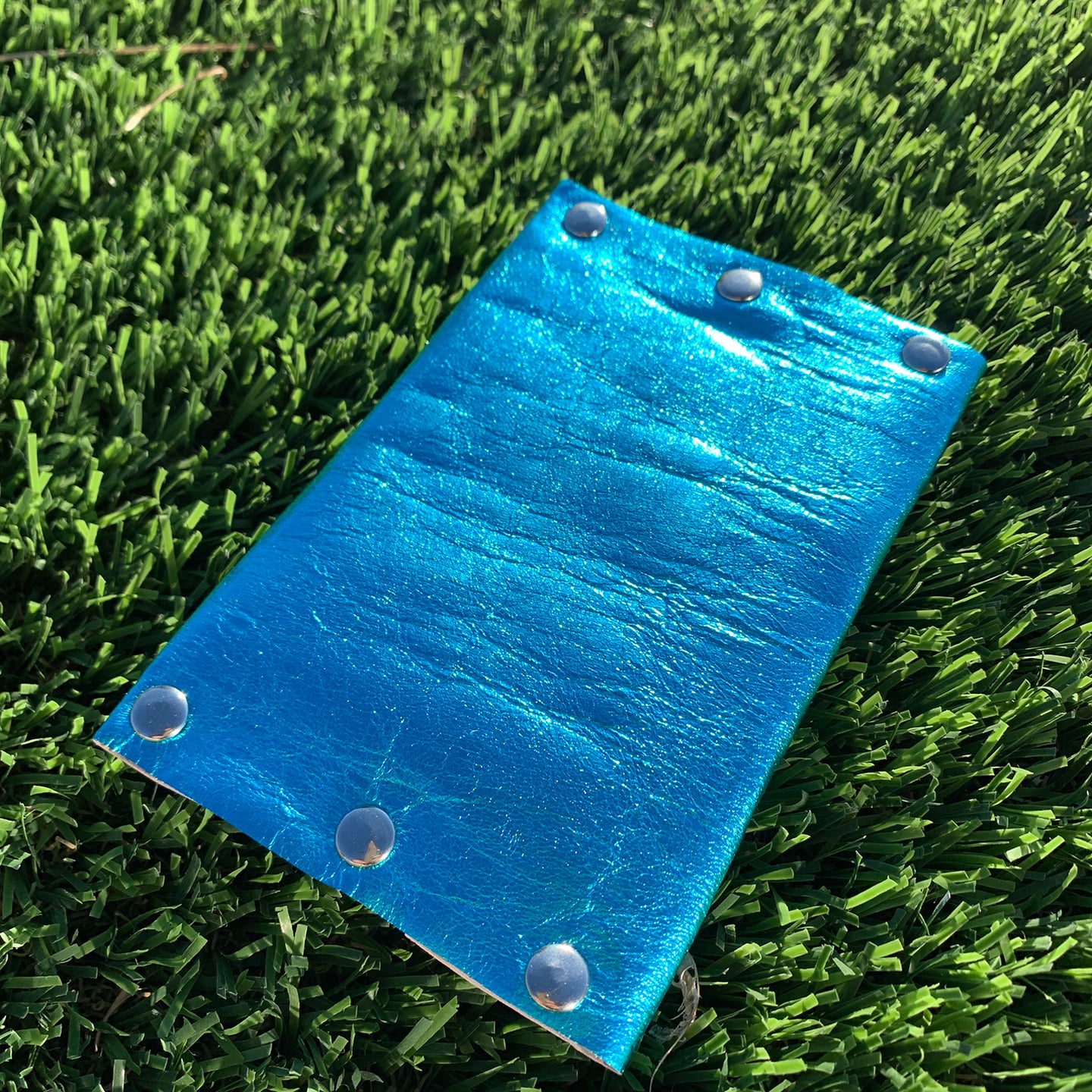 Aqua Foil Leather Card Case / Mini Wallet - N.Kluger Designs Card Case