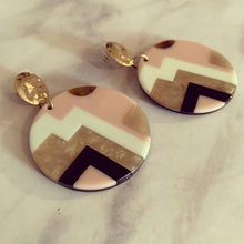 Pink Art Deco Circle Acrylic Drop Earrings