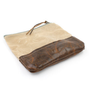 Waxed Canvas and Leather Cosmetic/Toiletry Bag - N.Kluger Designs clutch