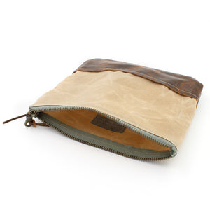 Waxed Canvas and Leather Cosmetic/Toiletry Bag - N.Kluger Designs clutch