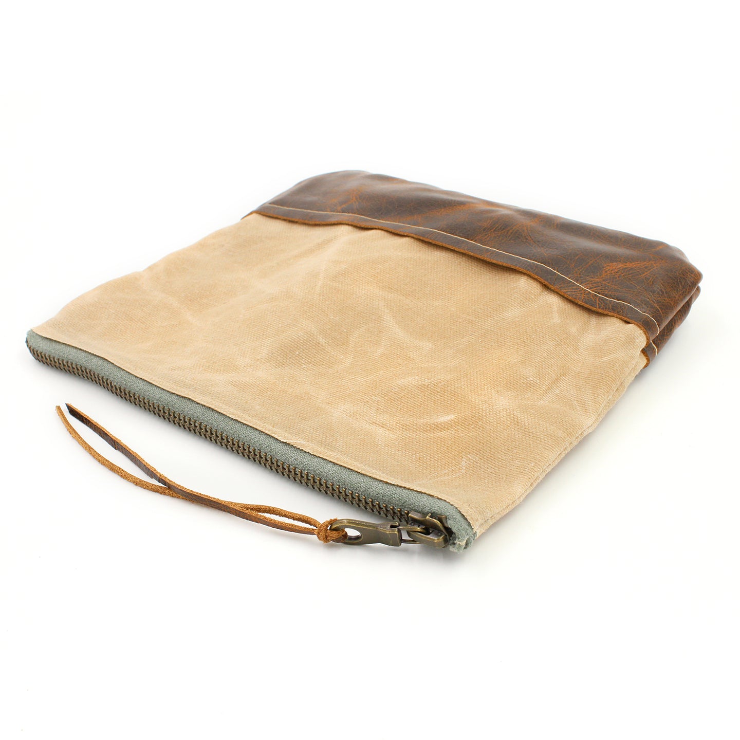 Waxed Canvas and Leather Cosmetic/Toiletry Bag - N.Kluger Designs clutch