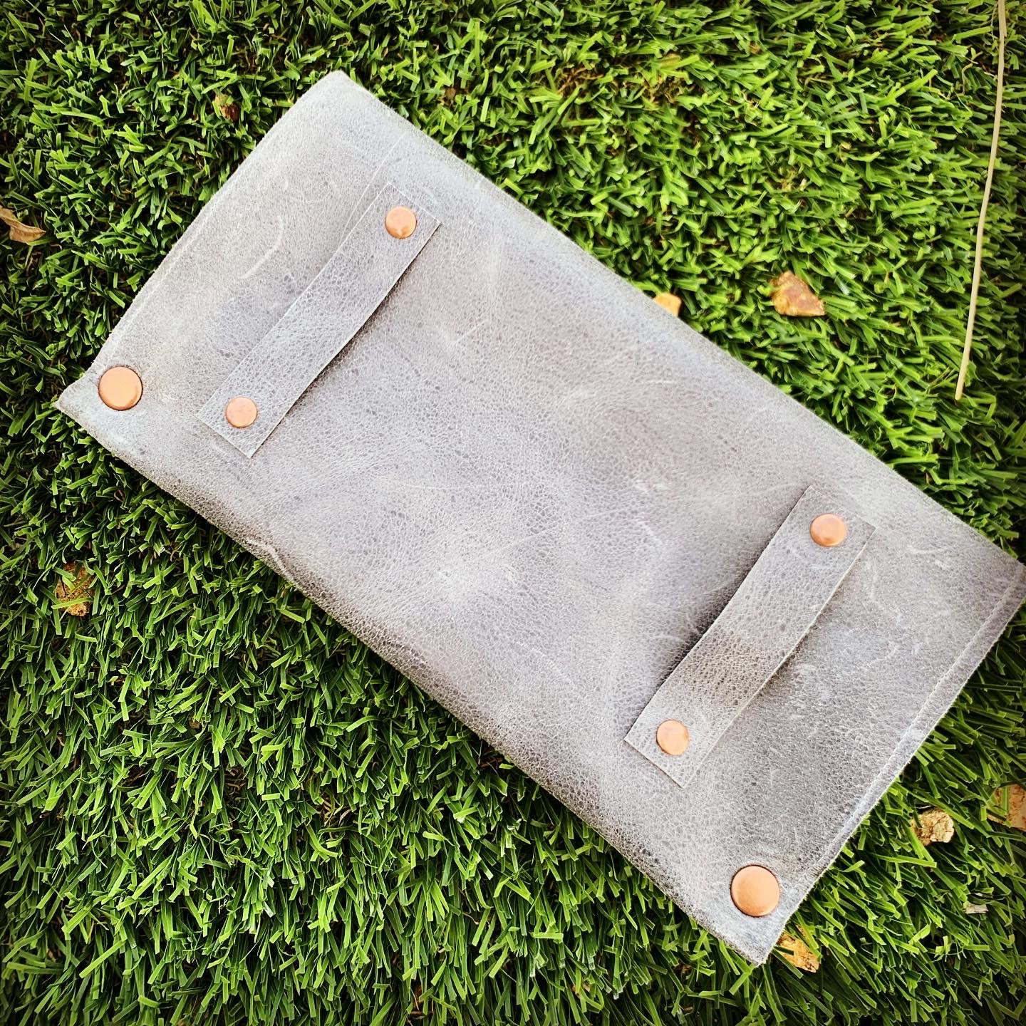 Grey Leather Convertible Belt Clutch