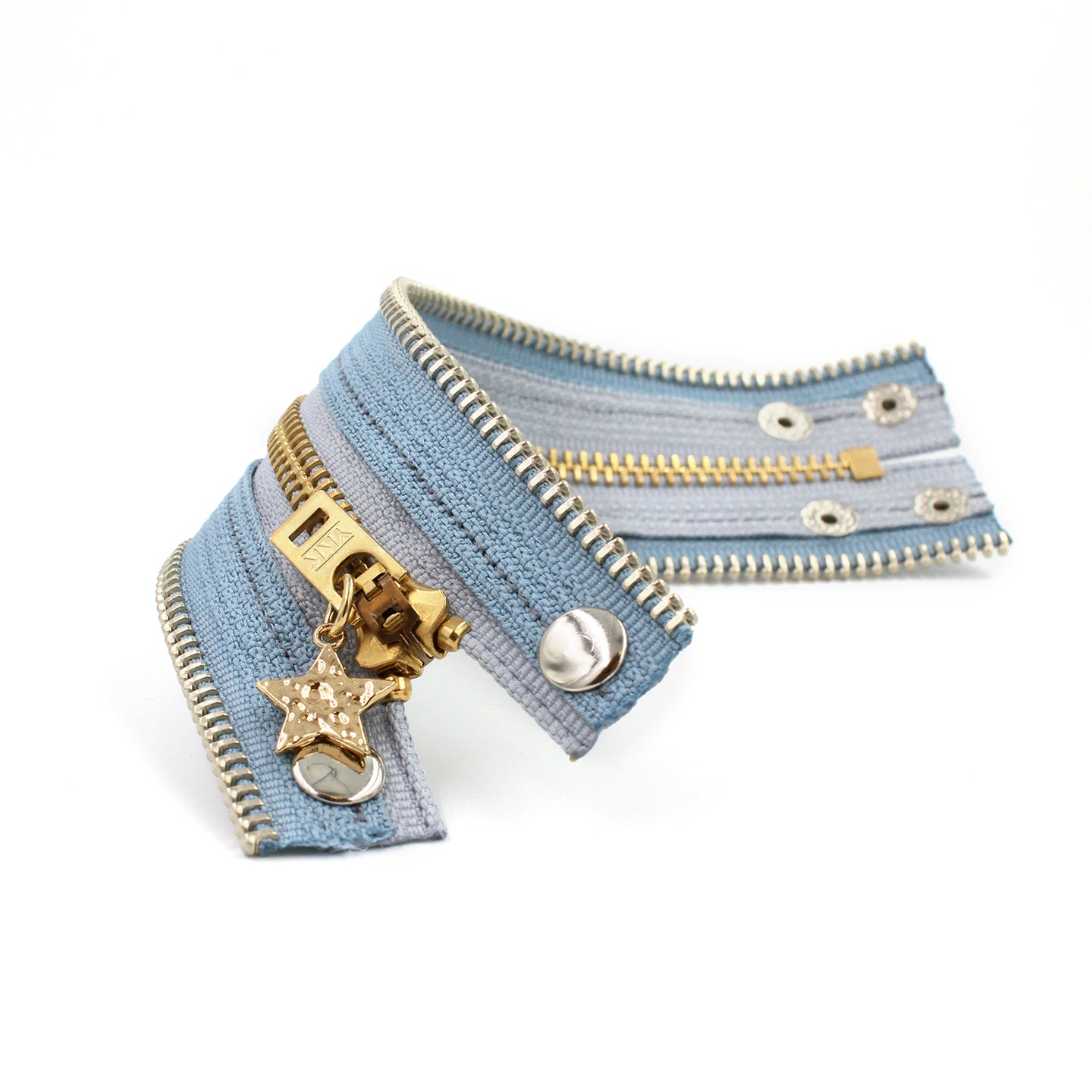 Baby Blue Stars Zip Bracelet - N.Kluger Designs bracelet