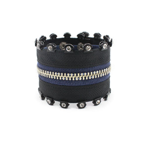 Crystal & Blue Jeans Zip Bracelet - N.Kluger Designs bracelet