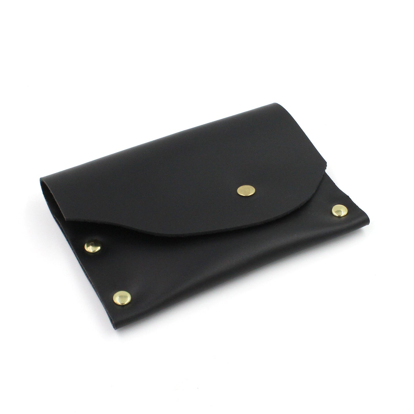 Handmade Black Leather Card Case / Mini Wallet