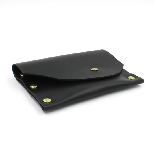 Handmade Black Leather Card Case / Mini Wallet
